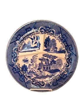 House of Blue Willow Divided Grill Plate 10" Made In Japan Mid Century 1930Read
